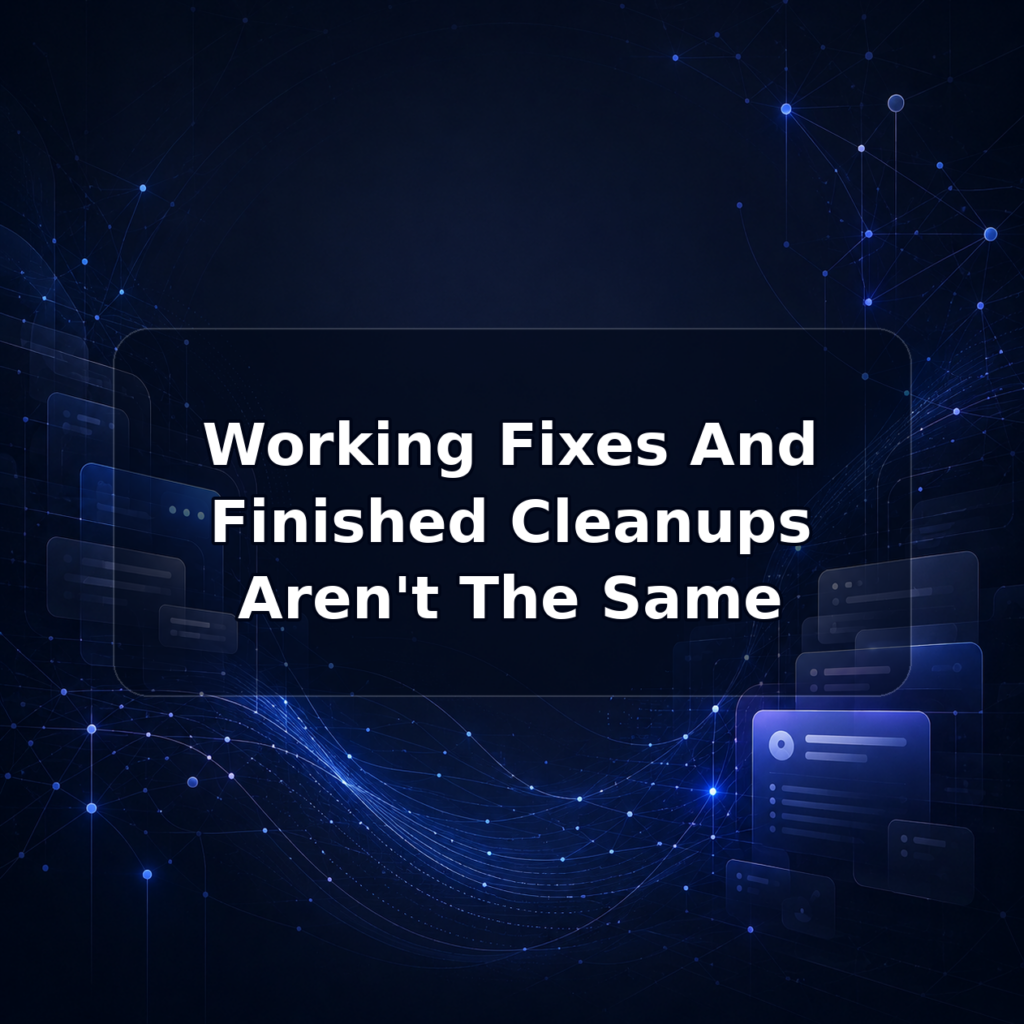 Working Fixes And Finished Cleanups Aren't The Same