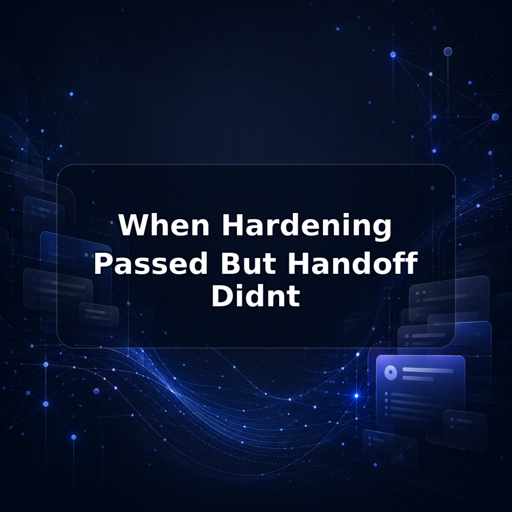 When Hardening Passed But Handoff Didnt